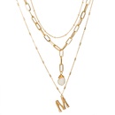 fashion multilayer necklace letter pendant pearl pendant alloy necklacepicture12