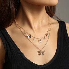 simple fashion butterfly star multi-layer alloy necklace
