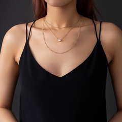 Mode Zirkon Anhänger einfache Mode mehrschichtige Legierung Halskette