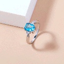 fashion trend square lake water sapphire ring simple copper ringpicture8