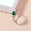 simple fashion green gemstone ring microencrusted zircon copper ringpicture8
