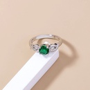 simple fashion green gemstone ring microencrusted zircon copper ringpicture12