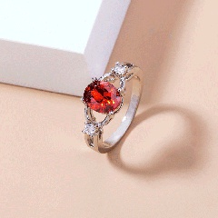 simple fashion pomegranate ruby micro-encrusted zircon copper ring