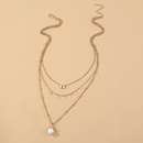 fashion necklace letter A pearl threelayer simple alloy necklacepicture8