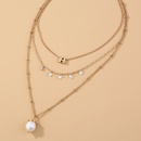 fashion necklace letter A pearl threelayer simple alloy necklacepicture9