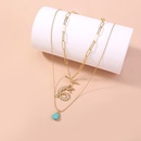 Simple retro doublelayer necklace turquoise alloy dragonshaped necklacepicture9