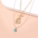 Simple retro doublelayer necklace turquoise alloy dragonshaped necklacepicture10