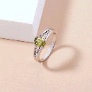simple fashion oval olive green gemstone zircon copper ring femalepicture7