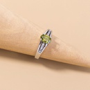 simple fashion oval olive green gemstone zircon copper ring femalepicture9