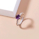 Simple peach heart violet big gem copper ring accessories femalepicture7