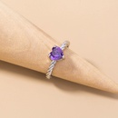 Simple peach heart violet big gem copper ring accessories femalepicture9