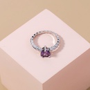 Simple peach heart violet big gem copper ring accessories femalepicture10