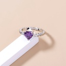 Simple peach heart violet big gem copper ring accessories femalepicture11