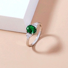 fashion oval emerald green zircon women's ring simple copper ring
