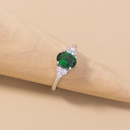 fashion oval emerald green zircon womens ring simple copper ringpicture9