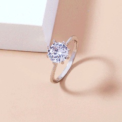 simple micro-encrusted white zircon female ring fashion copper ring