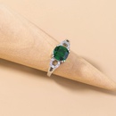 fashion retro emerald green zircon ring simple microset copper ringpicture9