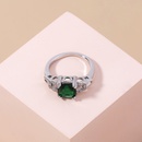 fashion retro emerald green zircon ring simple microset copper ringpicture10