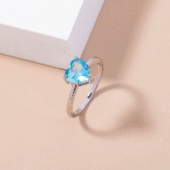 Simple fashion lake water sapphire copper ring female creative ring