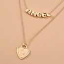 fashion letters multilayer simple retro heartshaped pendant alloy necklacepicture7