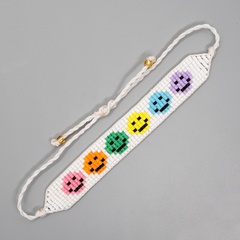 Niche bohemian spring and summer new colorful smiley face beads woven bracelet