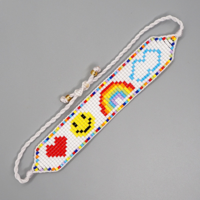 simple miyuki beads weaving blue sky and white clouds rainbow bracelet female