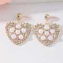 fashion hollow heart shaped inlaid pearl diamond metal drop earringspicture10