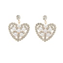 fashion hollow heart shaped inlaid pearl diamond metal drop earringspicture11