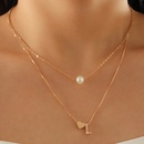 fashion alphabet pearl doublelayer heartshaped alloy necklacepicture7