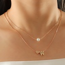 fashion alphabet pearl doublelayer heartshaped alloy necklacepicture10