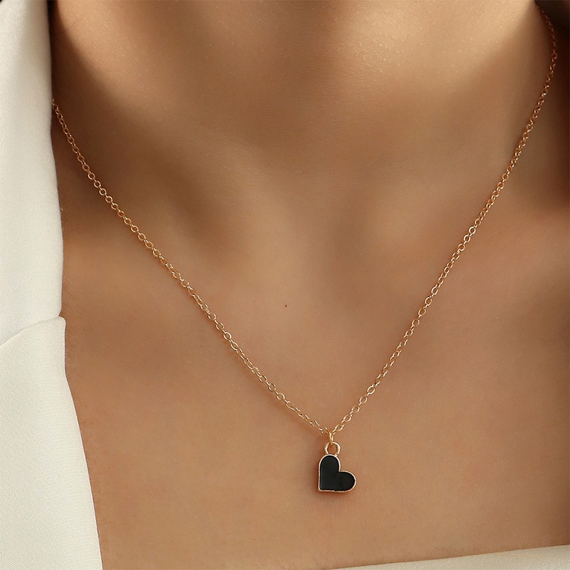 fashion heartshaped pendant necklace color drip oil alloy necklace