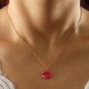 fashion lips letter R strawberry pendant creative alloy necklacepicture7