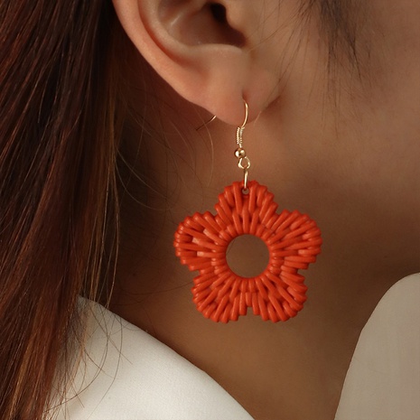fashion solid color hollow flower bamboo rattan straw drop earrings  NHNZ656715's discount tags