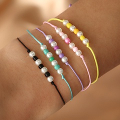 Bracelet tressé rétro perles de ficelle couleur cinq combinaison Bracelet femme