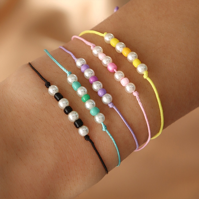 Retro Braided Bracelet String Beads Color Five Combination Womens Bracelet