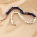 Bohemian style sapphire blue pearl necklace resin collarbone chainpicture8