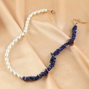 Bohemian style sapphire blue pearl necklace resin collarbone chainpicture9