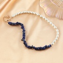 Bohemian style sapphire blue pearl necklace resin collarbone chainpicture10