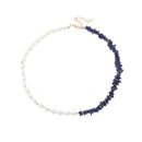 Bohemian style sapphire blue pearl necklace resin collarbone chainpicture11