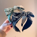 retro ethnic bow shaped color matching flower printing headband wholesalepicture9
