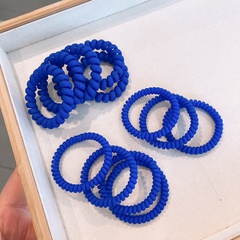 Koreanischer Kleiner blauer hochelastischer Telefondraht-Haarring mit mattiertem nahtlosem Kopfseil