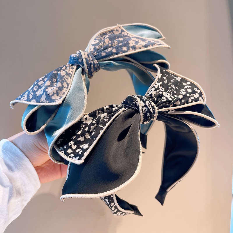 retro flower printing threelayer bow threedimensional hairpin headband