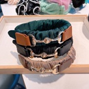 vintage contrast color metal chain satin pleated large headband wholesalepicture7