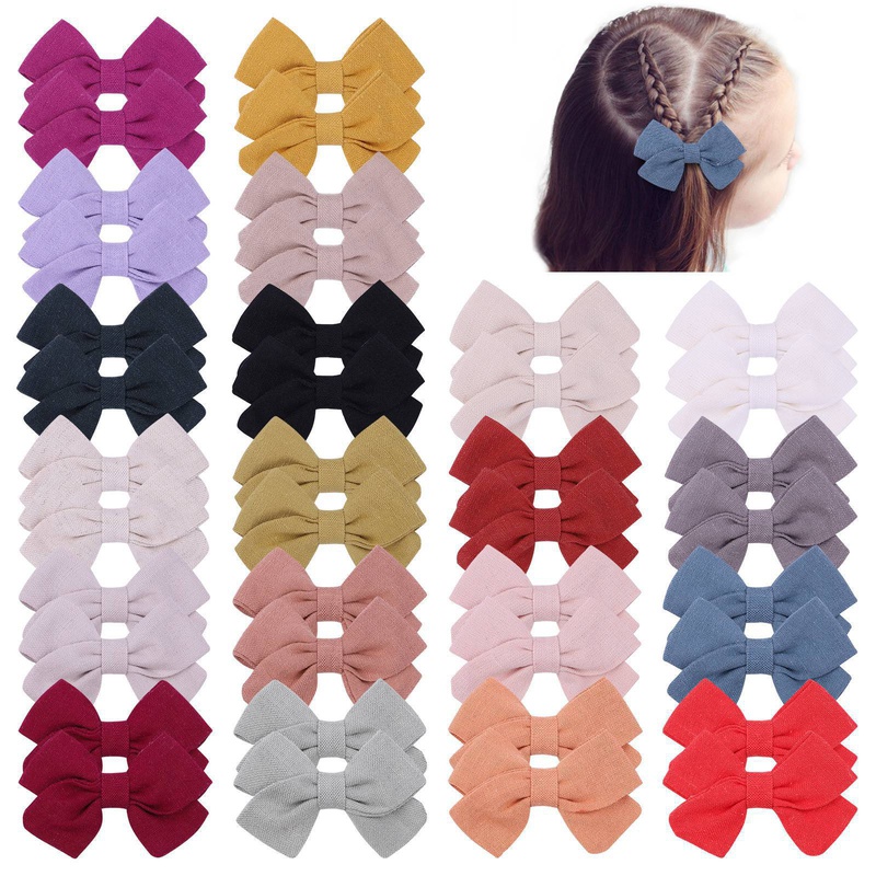 childrens hair accessories simple bow ponytail clip solid color fabric hair clip
