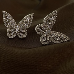fashion hollow butterfly inlaid rhinestone stud earring wholesale
