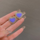 fashion geometric blue zirconstudded heart shaped copper earringspicture8