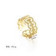 retro stainless steel 14K open ring womens hollow golden index finger ringpicture8