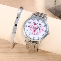 fashion simple trend flower pattern women's stainless steel belt quartz watch wholesale