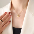 fashion wing round pendant necklace geometric titanium steel goldplated clavicle chainpicture10