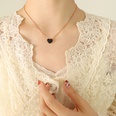 simple heartshaped black diamond pendant necklace fashion titanium steel goldplated clavicle chainpicture11